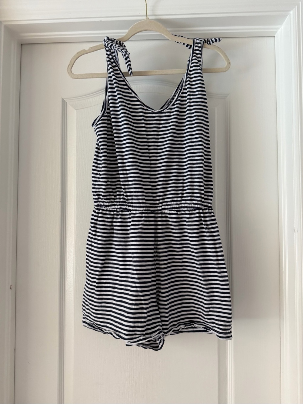 Southern Tide Cotton Romper Navy and White